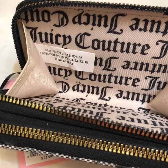 Juicy Couture Black Beige Eastside Westside Double Medium Zip Around Wallet NWT - Picture 13 of 16